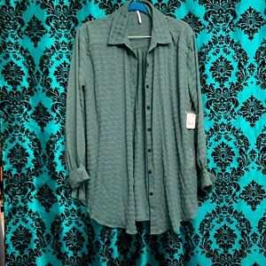 NWT Free People Love Life Sheer Button Down